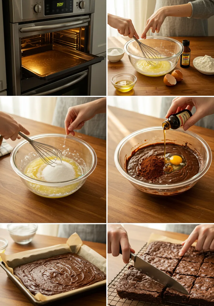 Stack of freshly baked brownies on a white plate, with a rich, fudgy texture.