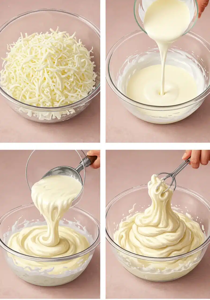 Making stracciatella cheese step-by-step