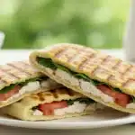 Grilled cottage cheese flatbread wrap on plate