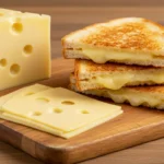 Crispy grilled cheese and stacked slices of homemade American cheese
