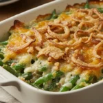 Paula Deen's green bean casserole with crispy onion topping