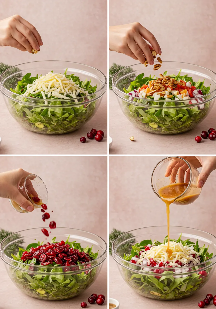 Step-by-step visuals for making Christmas Cranberry Salad