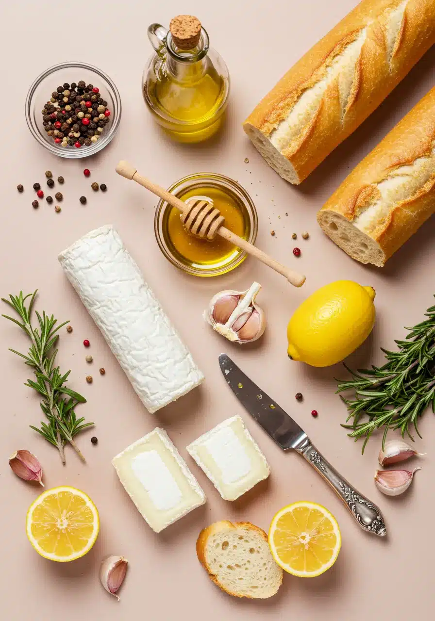 Ingredients for making goat cheese appetizers