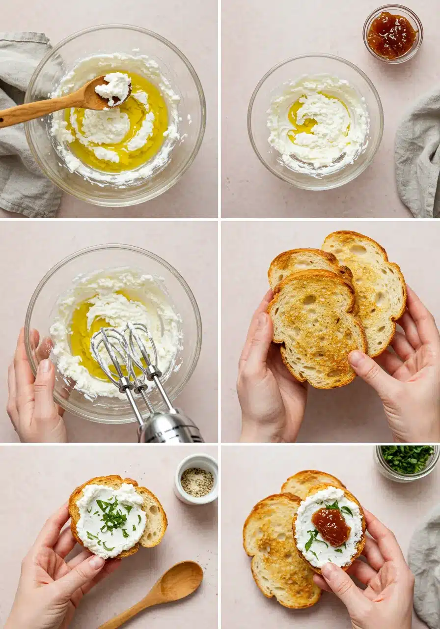 Steps to make whipped goat cheese appetizers