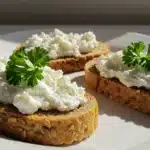Toasted bread with whipped goat cheese and parsley