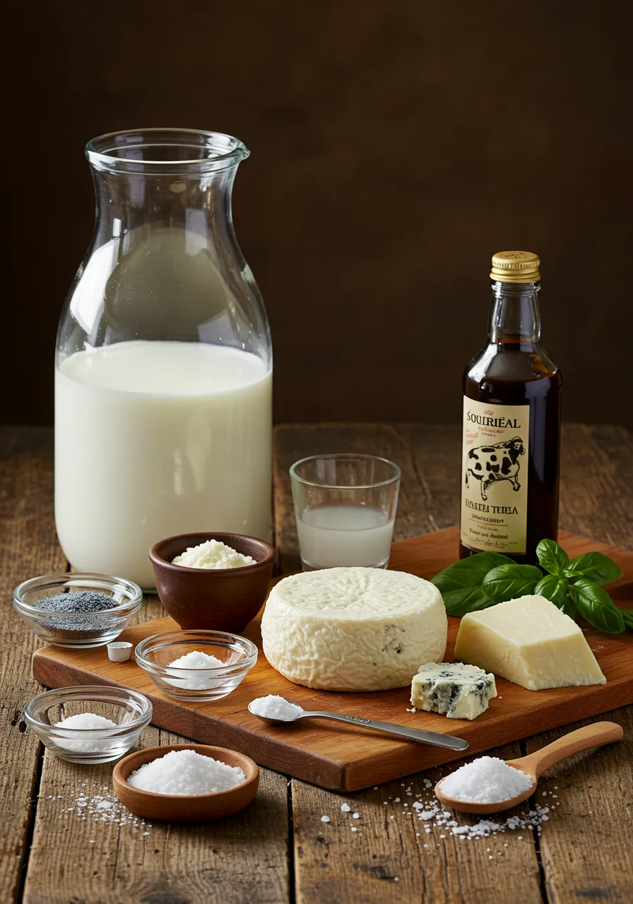 Close-up of creamy Gorgonzola cheese on a wooden board, with a cheese knife spreading its rich texture.