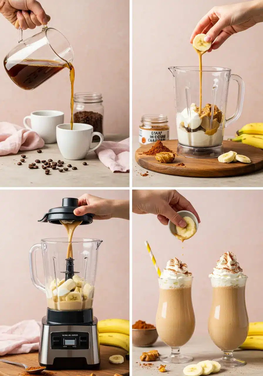 How to Make Banana Coffee Smoothie Steps to make banana coffee smoothie
