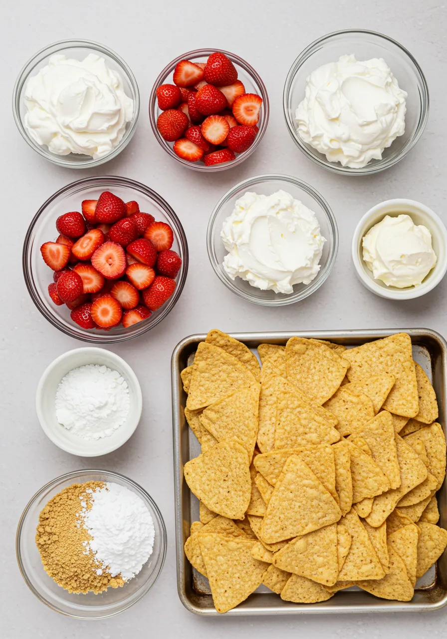 Ingredients for Strawberry Cheesecake Nachos