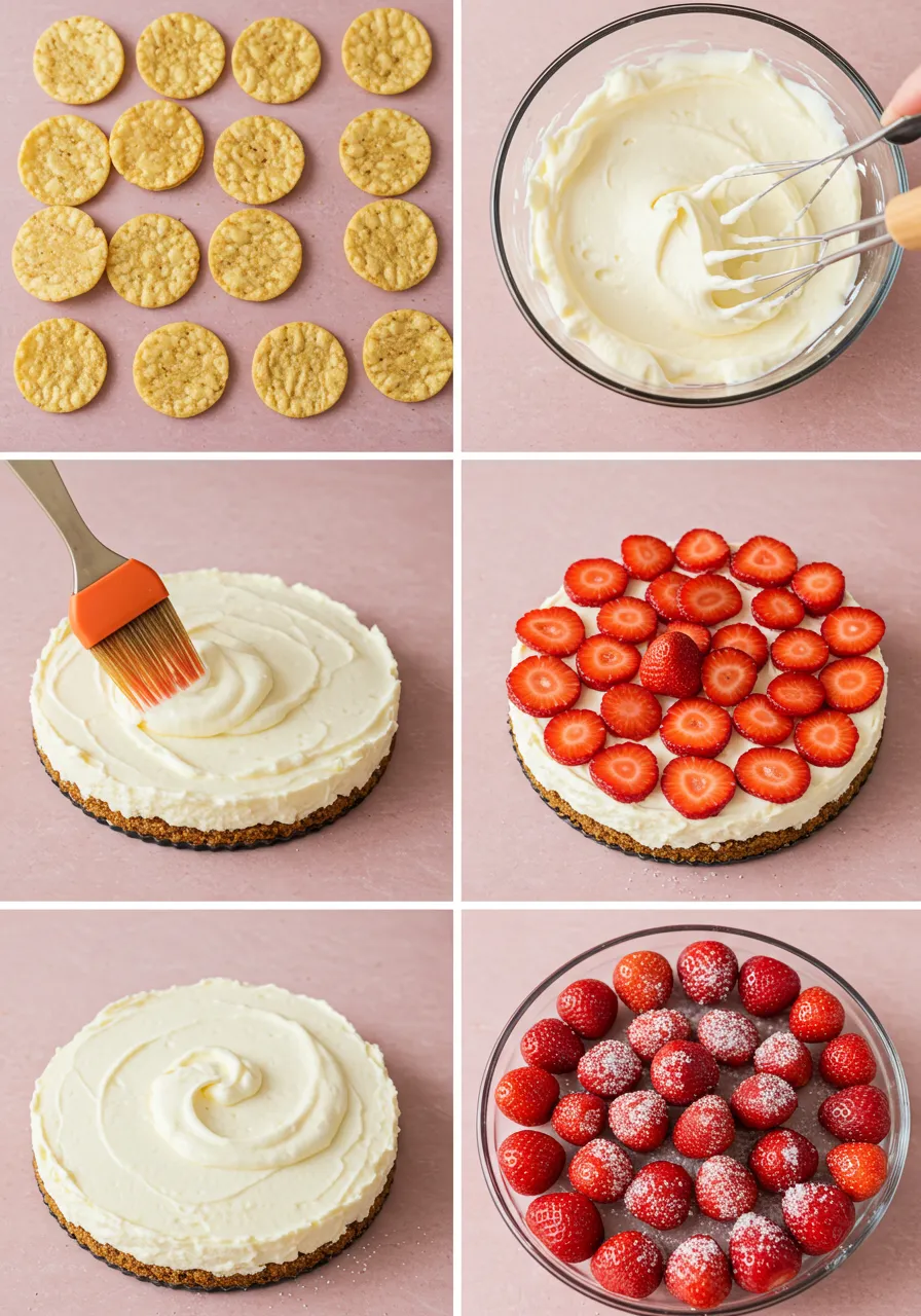 Step-by-step preparation of Strawberry Cheesecake Nachos