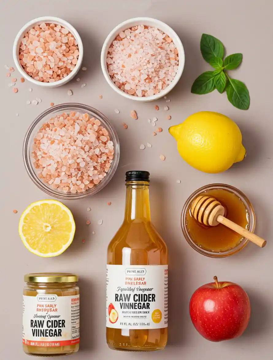 Ingredients for Pink Salt Weight Loss Drink. Ingredients for pink salt weight loss drink.