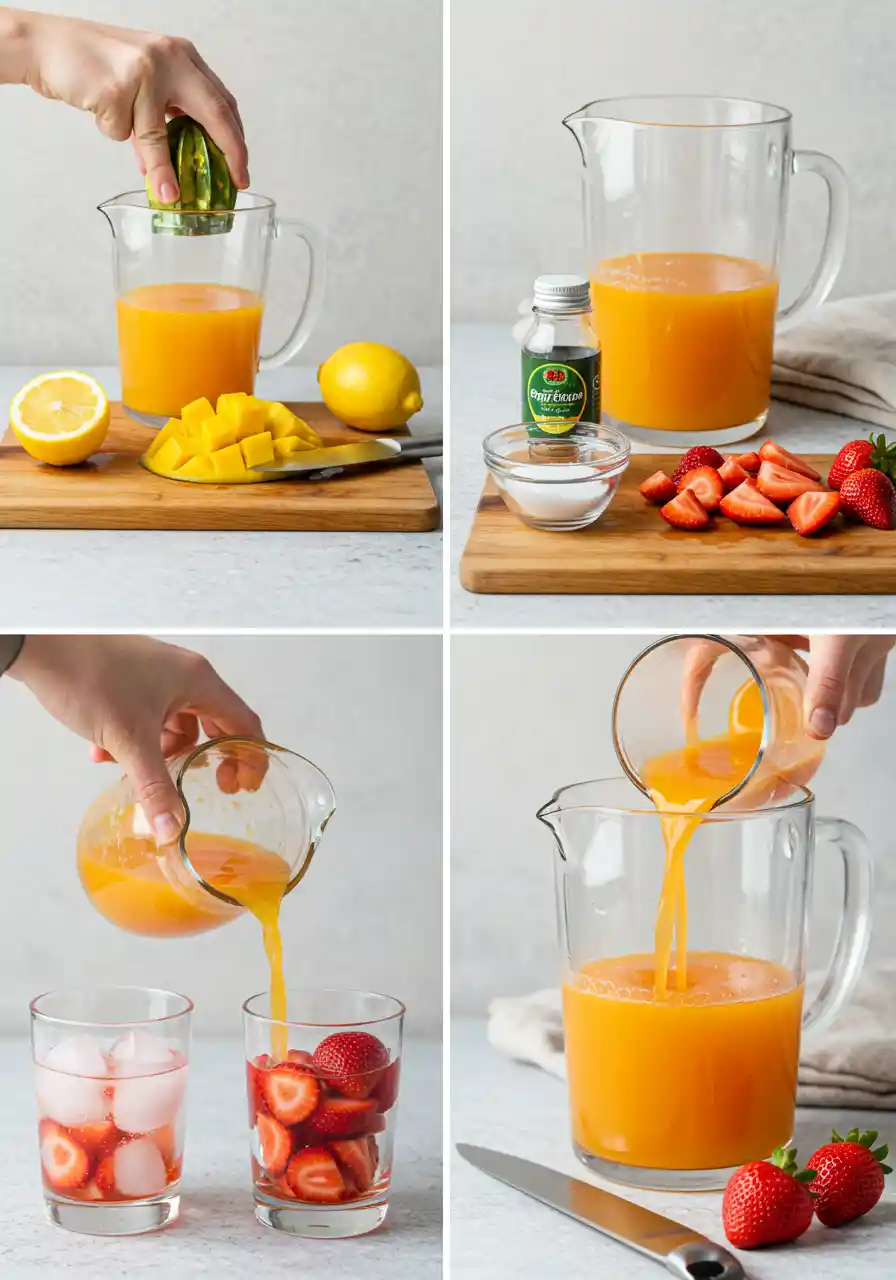 How to Make Strawberry Mango Lemonade Step-by-step making of strawberry mango lemonade