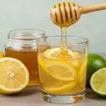 Honey dripping into a refreshing lemon drink