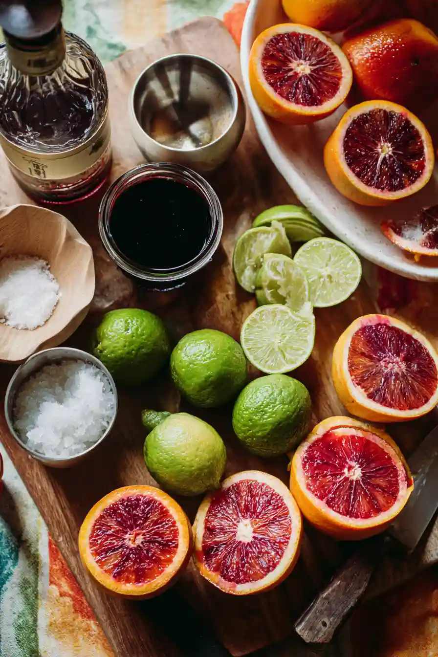 Ingredients for Hallow-Rita Margarita_compressed Flatlay of ingredients for Hallow-Rita Margarita with spooky Halloween decor